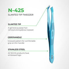 NGHIA Colorful Slanted Tips Tweezers - N-425 (Stainless Steel)