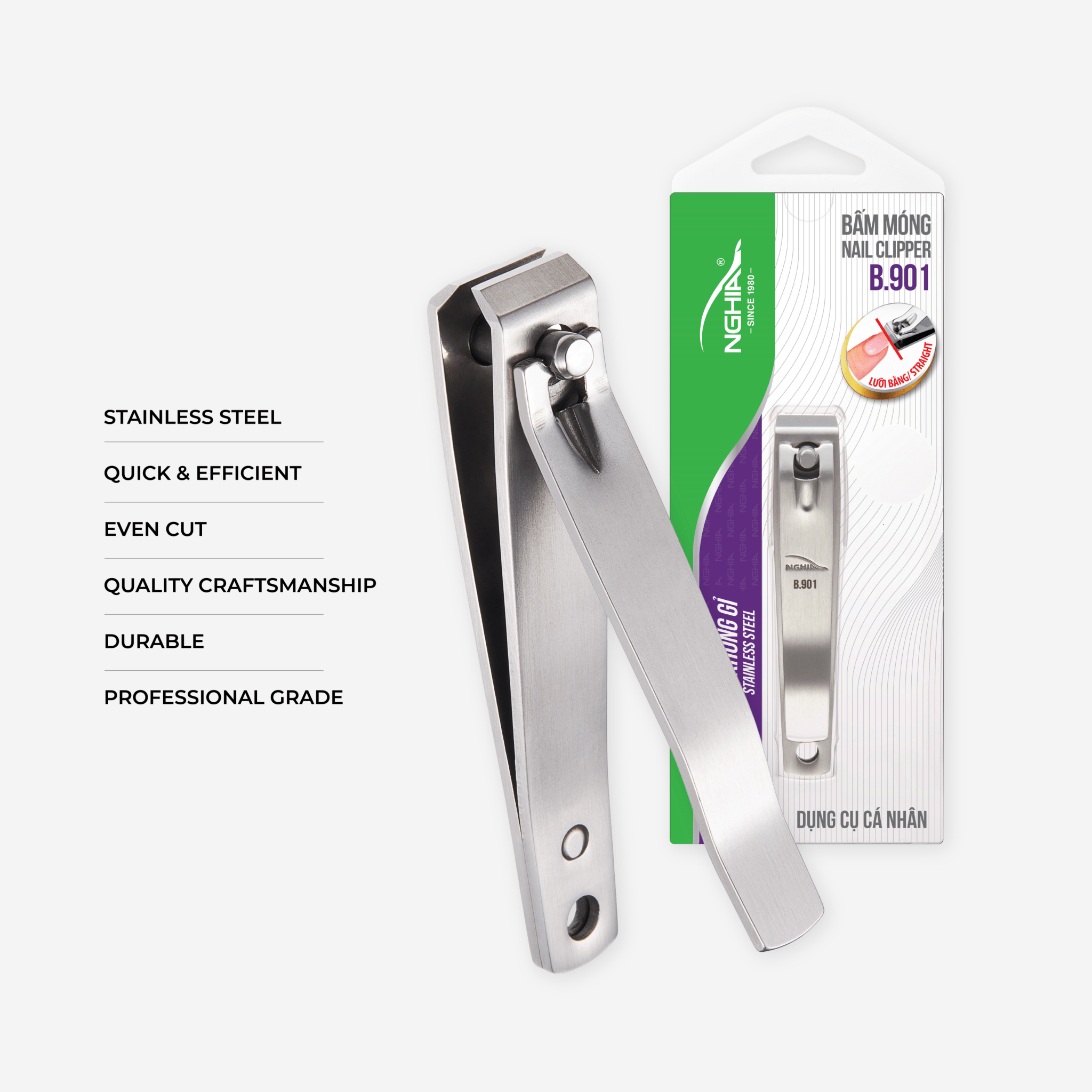 Straight Blade Large Nail Clipper - B-901 (Stainless Steel)