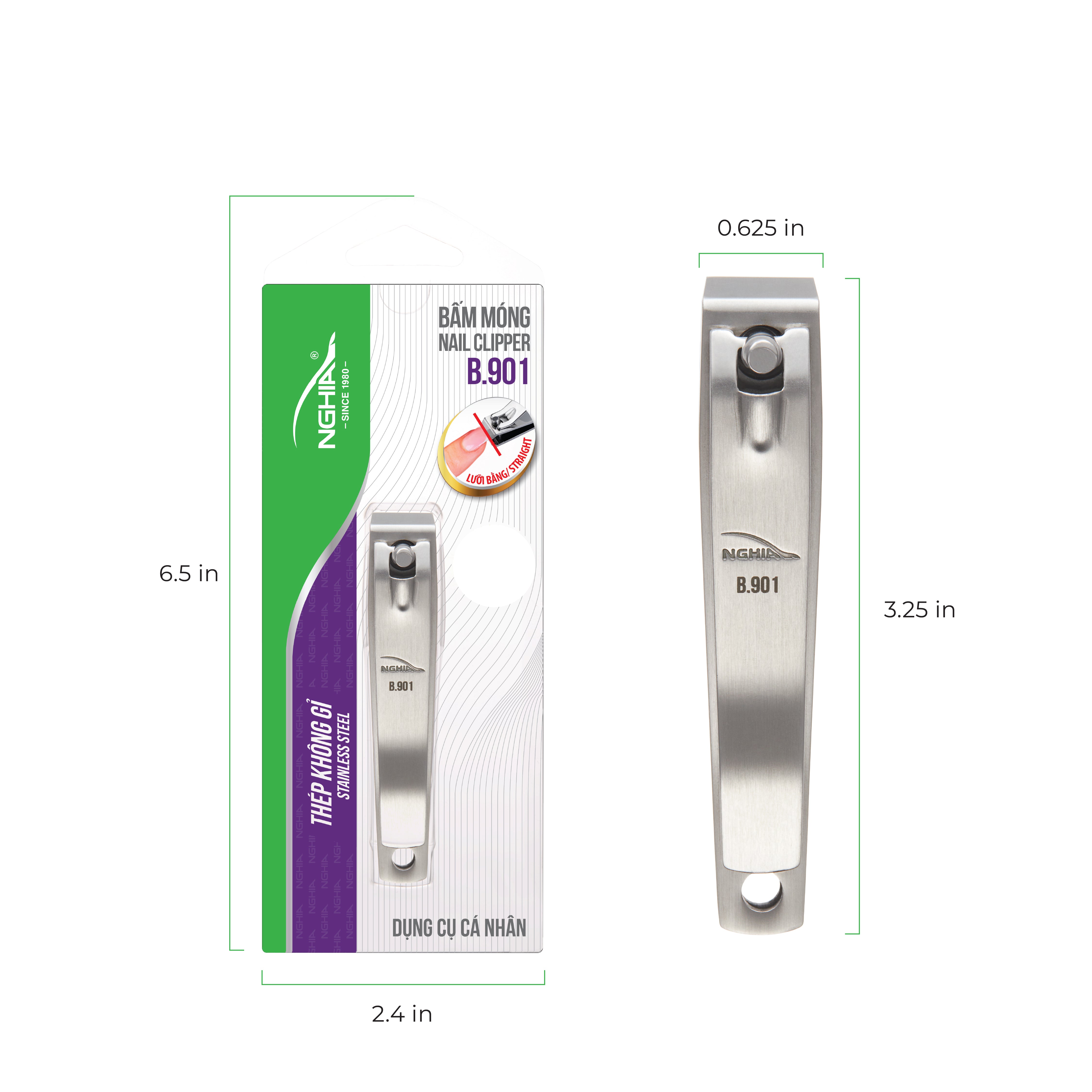 NGHIA Straight Blade Large Nail Clipper - B-901 (Stainless Steel)