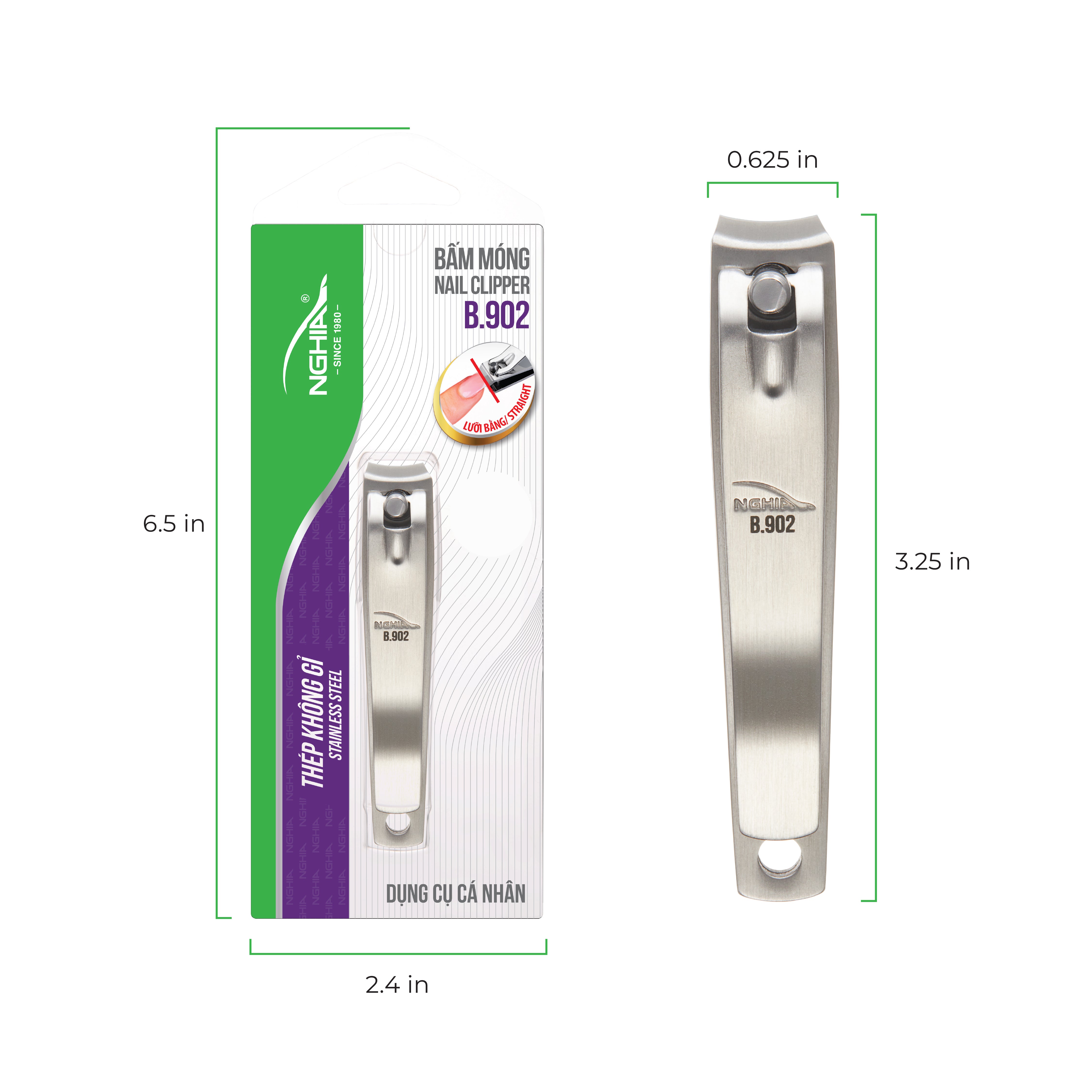 NGHIA Curve Blade Large Nail Clipper - B-902 (Stainless Steel)