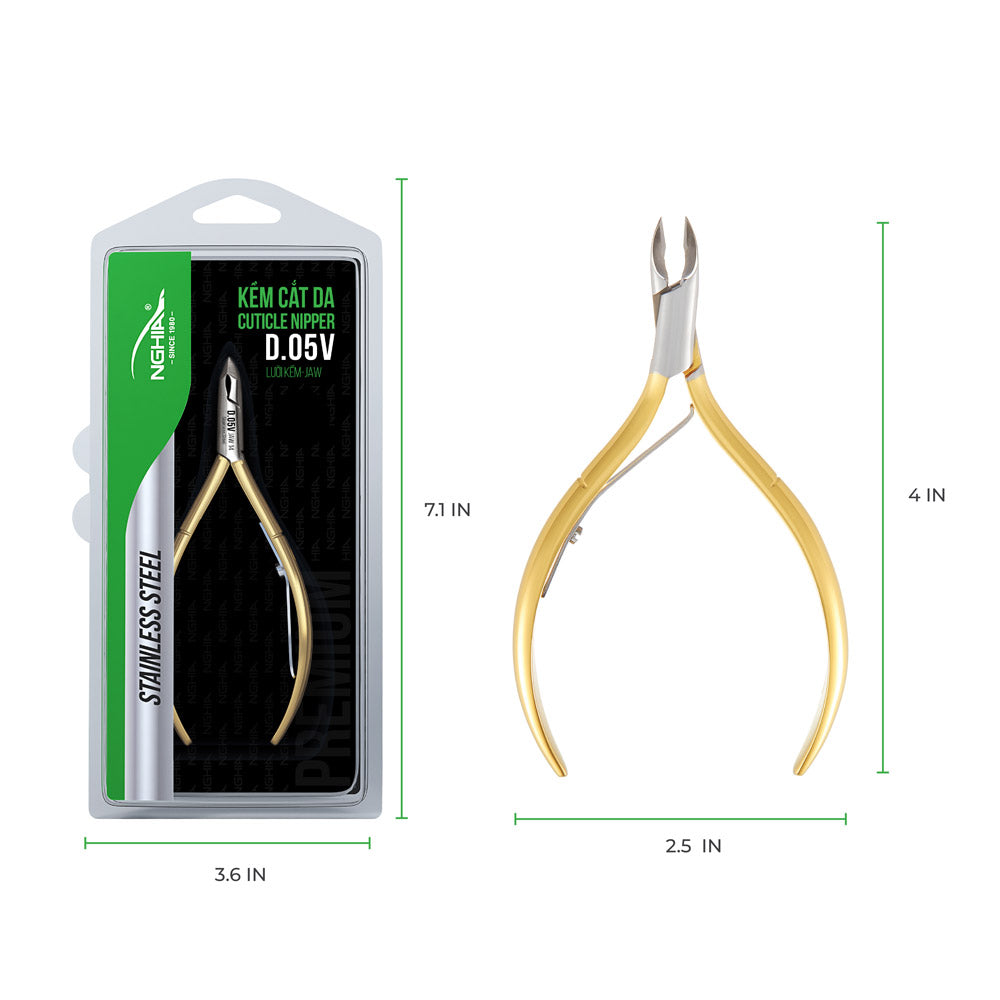 NGHIA GOLD Premium Cuticle Nipper - D-05V (Stainless Steel)