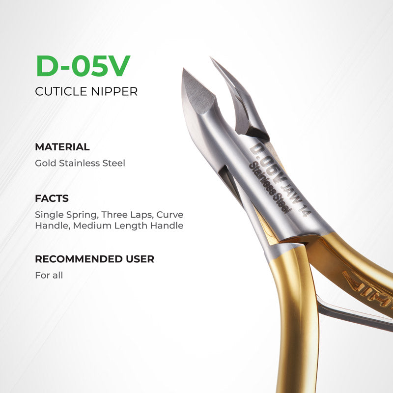 NGHIA GOLD Premium Cuticle Nipper - D-05V (Stainless Steel)