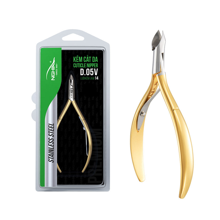 NGHIA GOLD Premium Cuticle Nipper - D-05V (Stainless Steel)