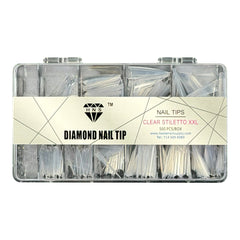 HNS DIAMOND NAIL TIP CLEAR STILETTO