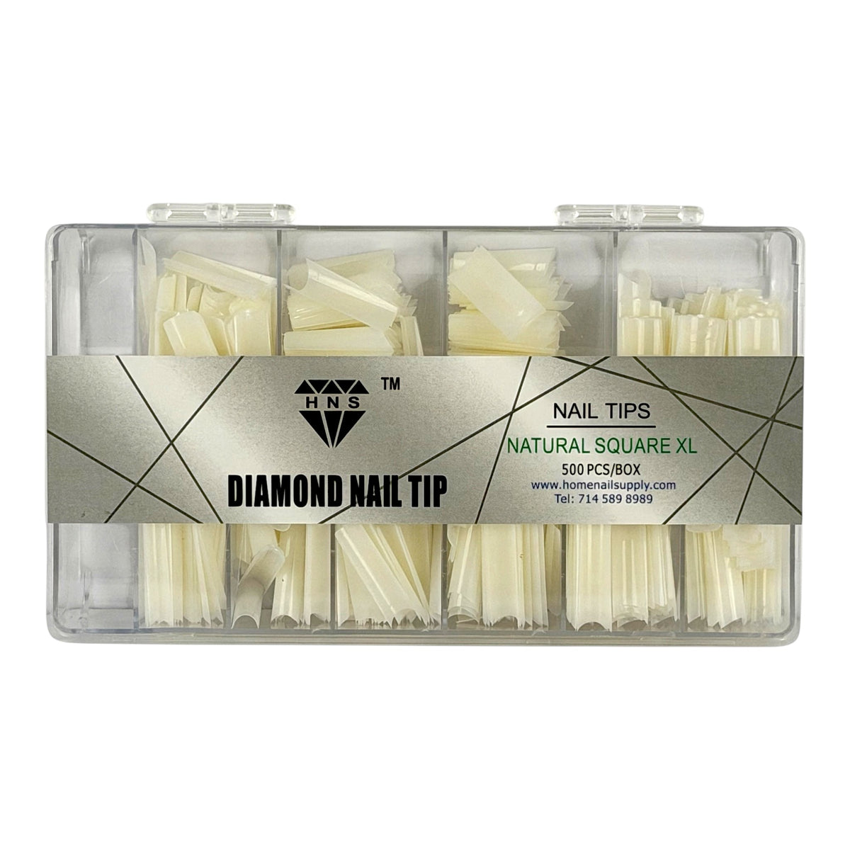 HNS DIAMOND NAIL TIP NATURAL SQUARE