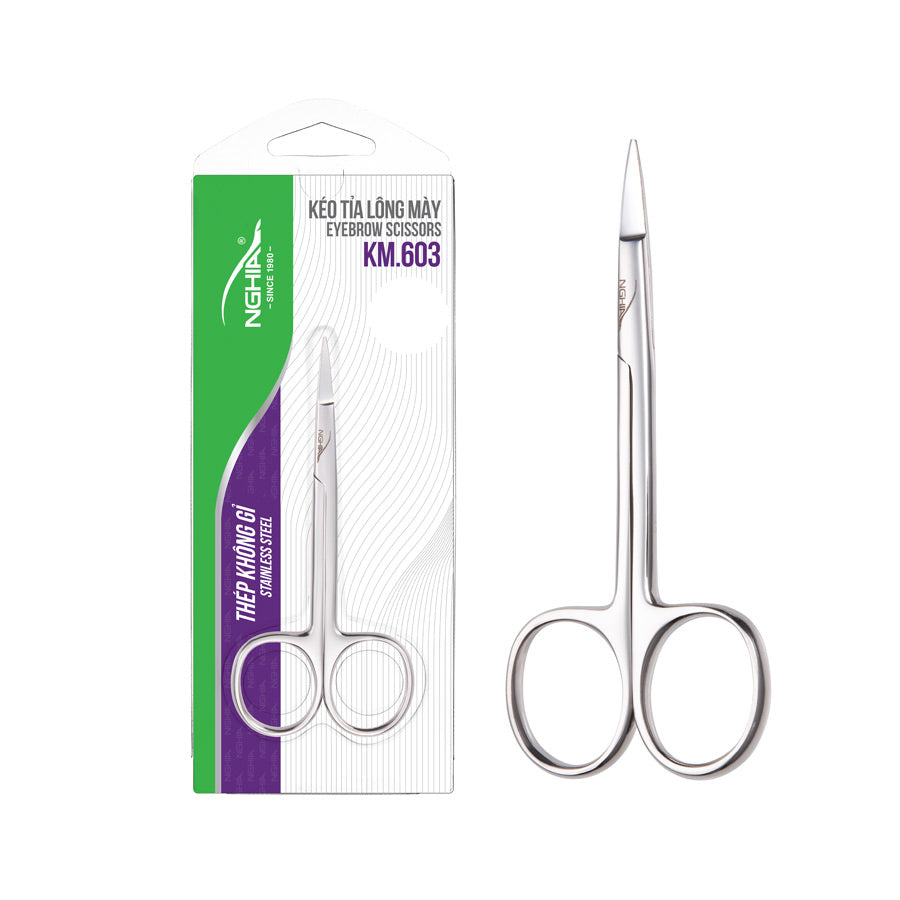 NGHIA Straight Eyebrow Scissors - KM-603 (Stainless Steel)