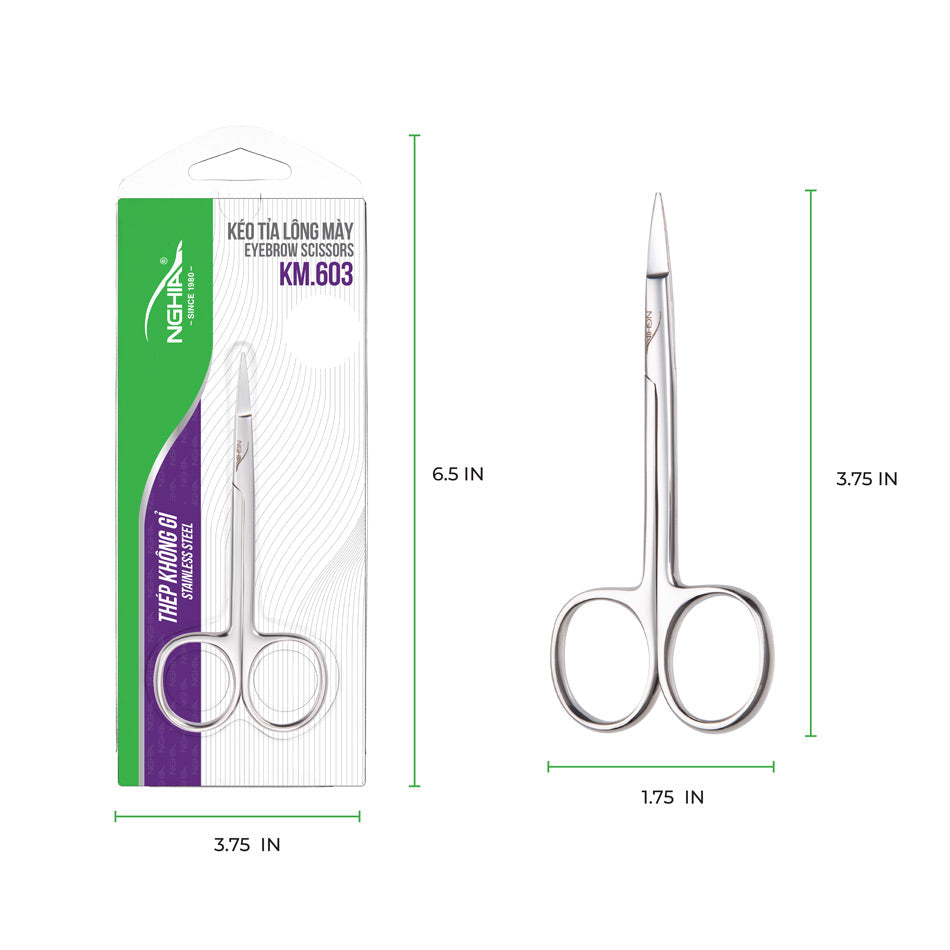NGHIA Straight Eyebrow Scissors - KM-603 (Stainless Steel)