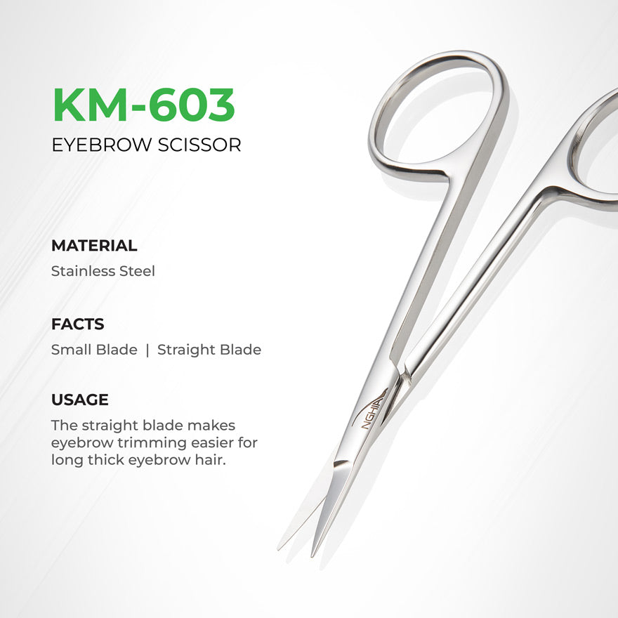 NGHIA Straight Eyebrow Scissors - KM-603 (Stainless Steel)