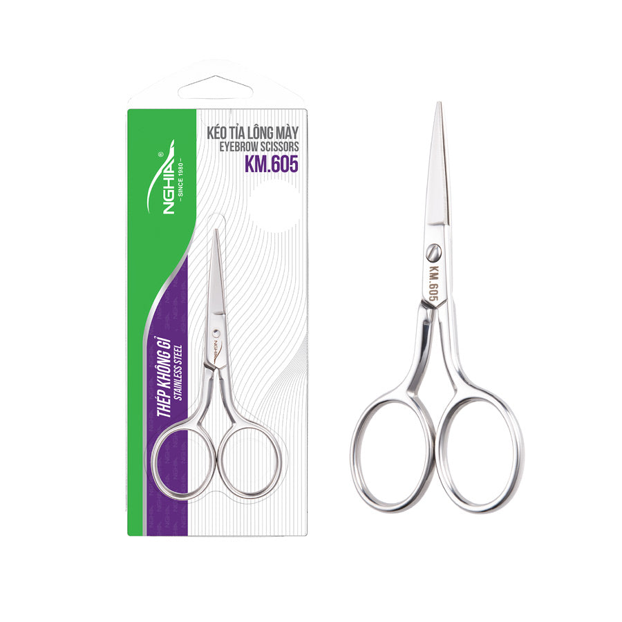 NGHIA Large Blade Eyebrow Scissors - KM-605 (Stainless Steel)