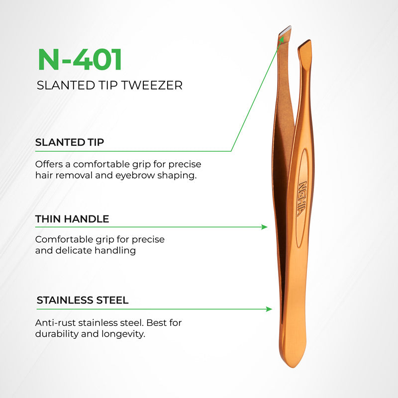 NGHIA Colorful Slanted Tips Tweezers - N-401 (Stainless Steel)