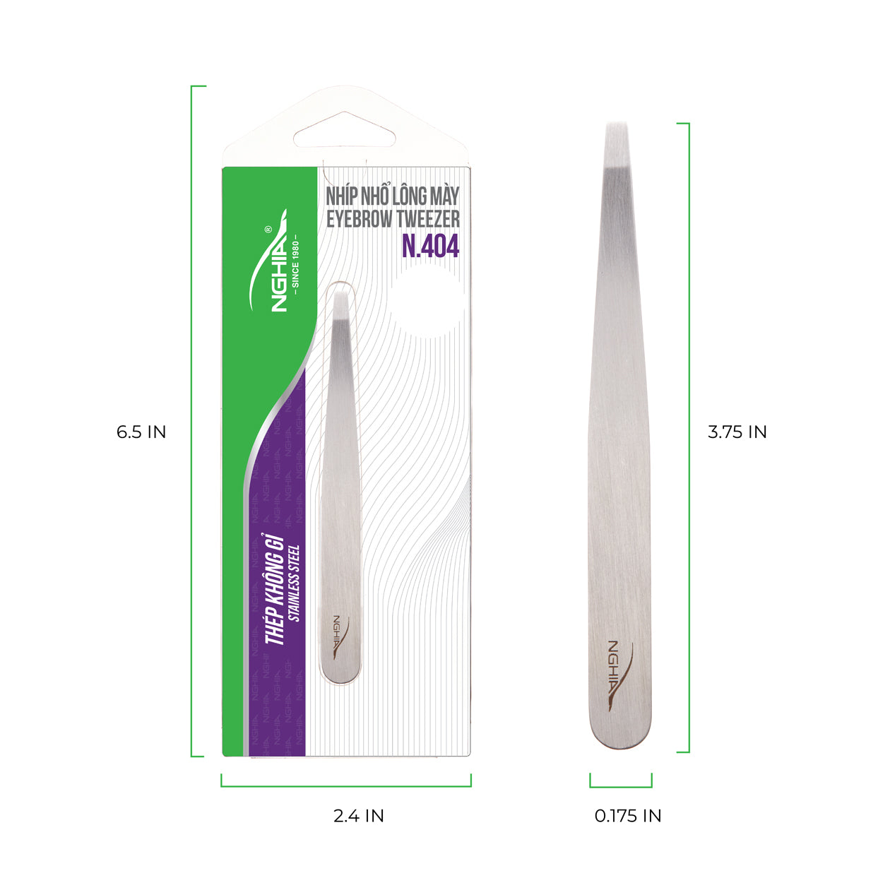 NGHIA Straight Blades Tweezer - N-404 (Stainless Steel)