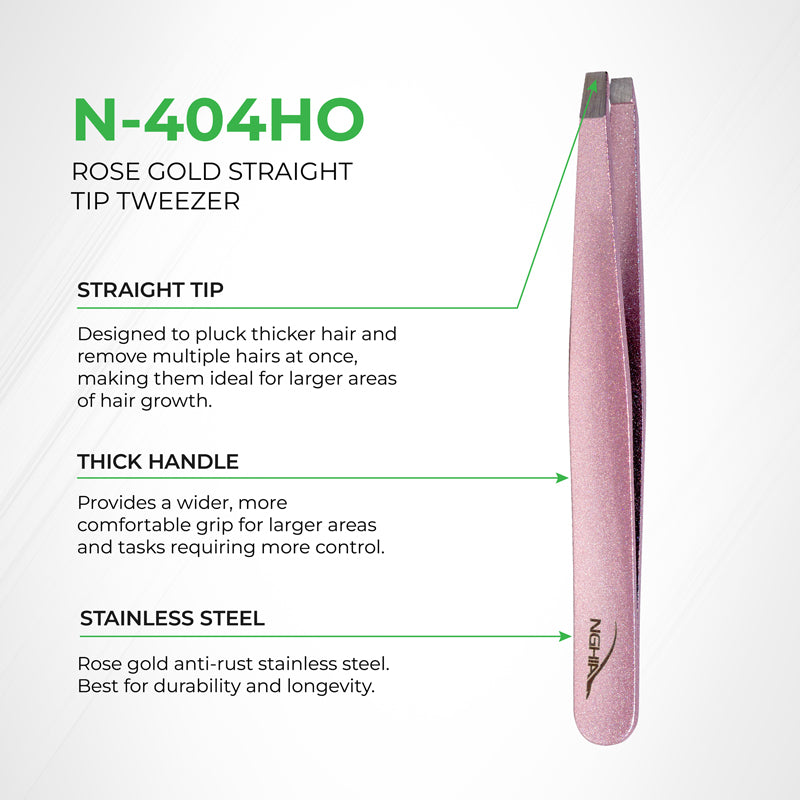 NGHIA Straight Blades Tweezer - N-404 (Stainless Steel)