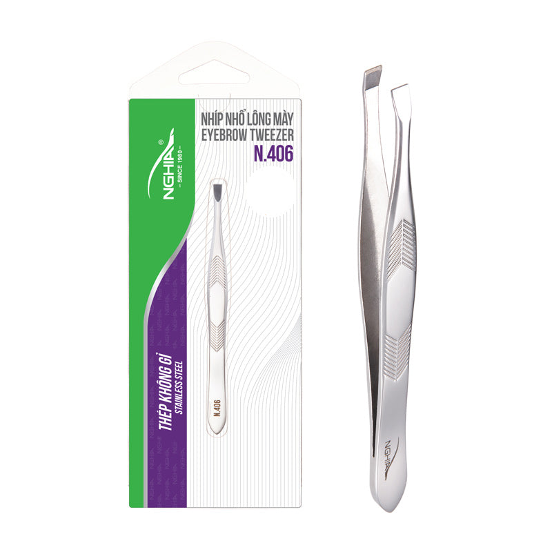 NGHIA Straight Head Tweezer - N-406 (Stainless Steel)