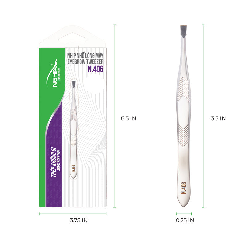 NGHIA Straight Head Tweezer - N-406 (Stainless Steel)