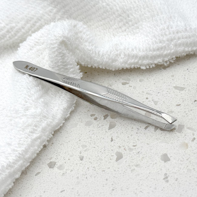 NGHIA Slanted Head Tweezer - N-407 (Stainless Steel)