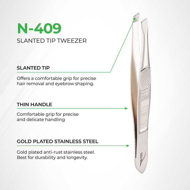 NGHIA Slanted Tweezer - N-409 (Stainless Steel)