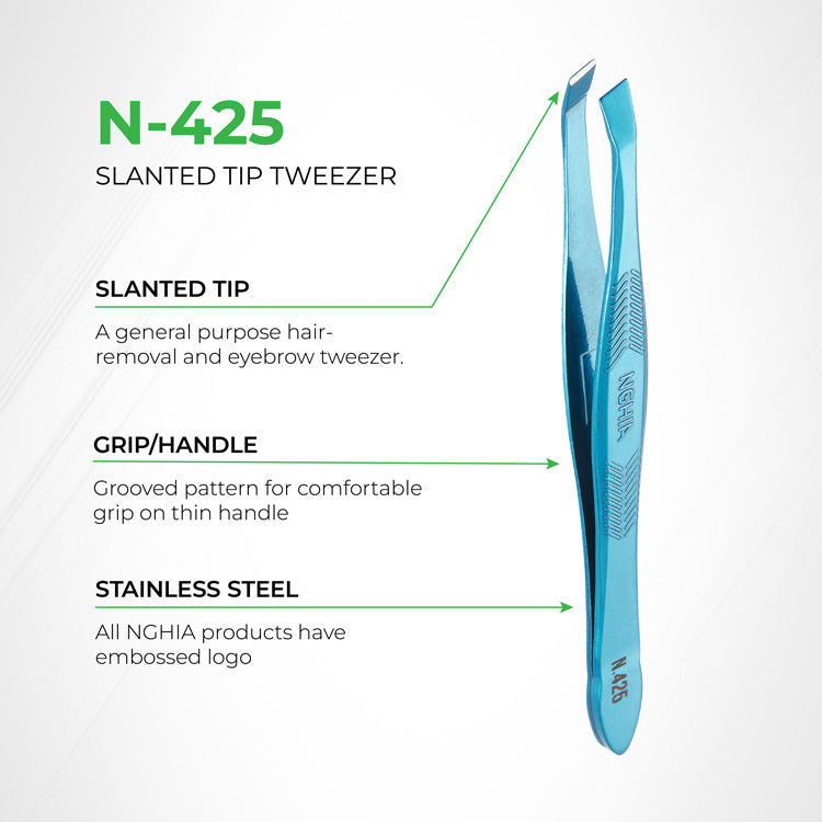 NGHIA Colorful Slanted Tips Tweezers - N-425 (Stainless Steel)