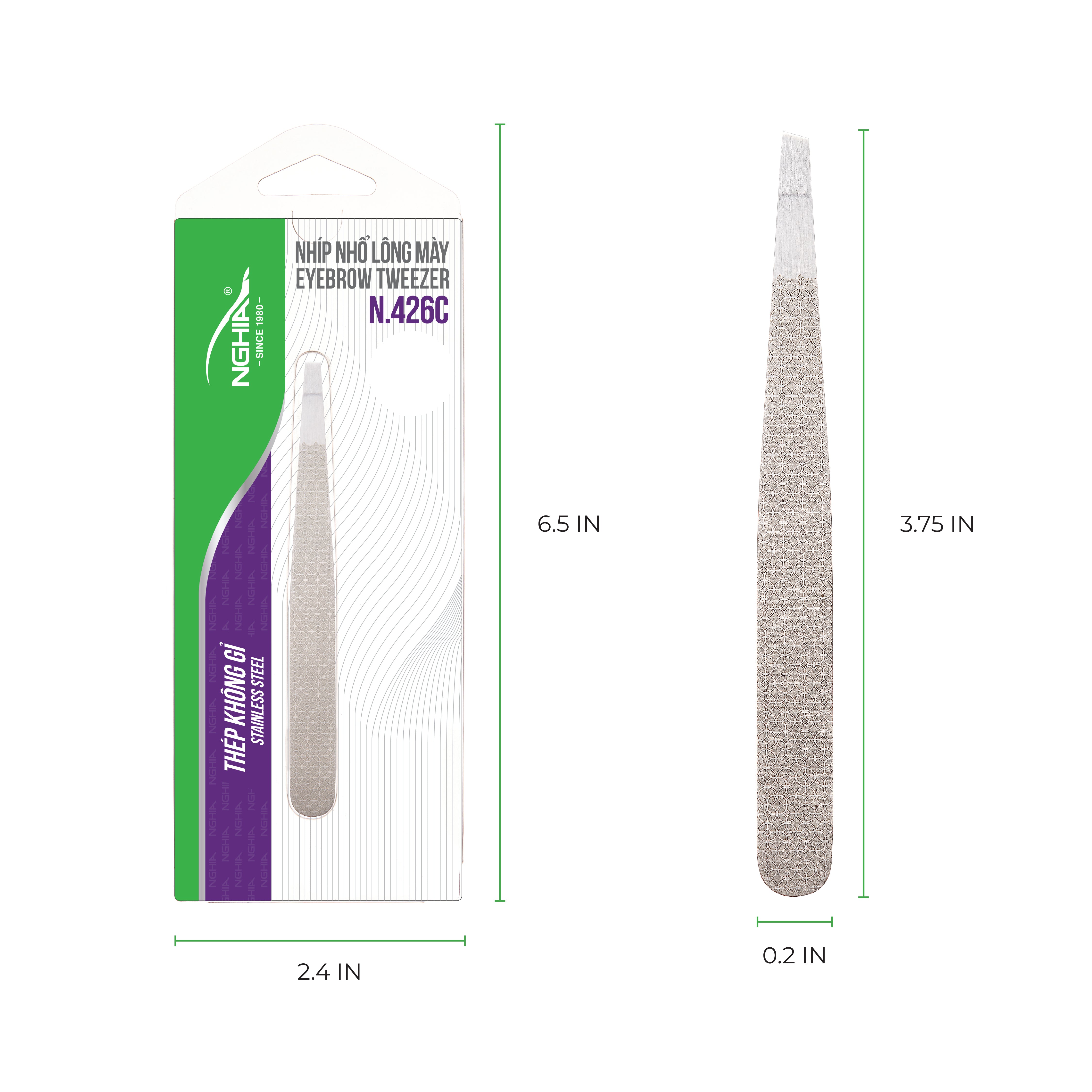 NGHIA Beauty Tweezer N-426 (Stainless Steel)