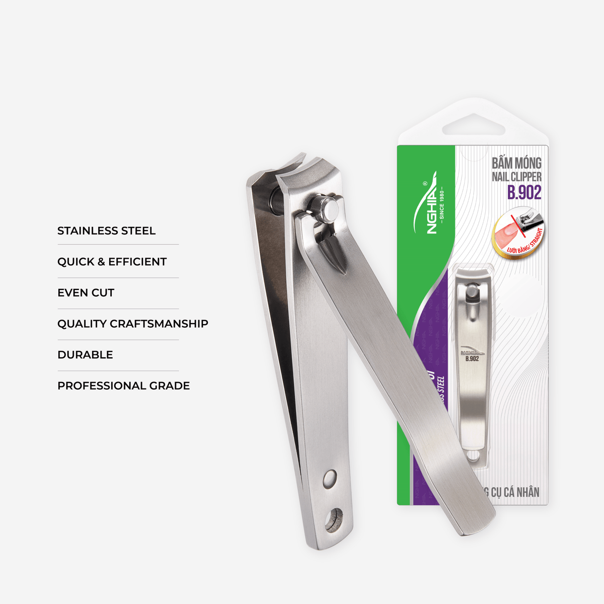 Curve Blade Large Nail Clipper - B-902 (Stainless Steel)