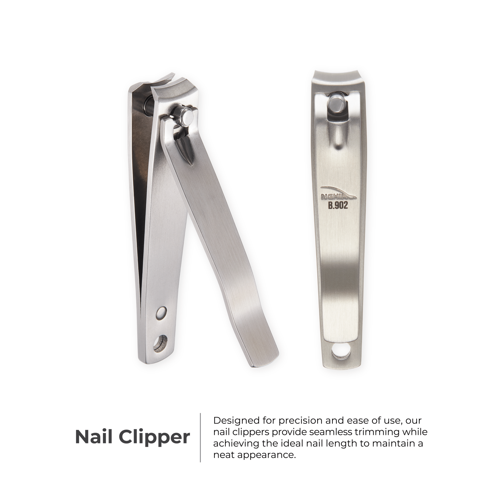 Curve Blade Large Nail Clipper - B-902 (Stainless Steel)